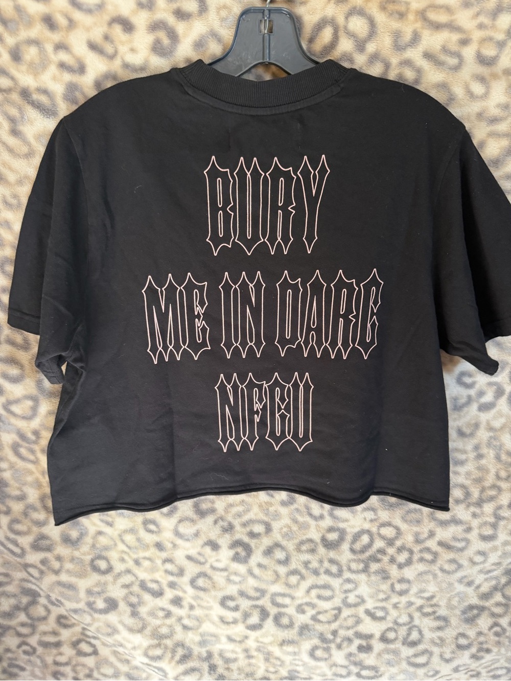 Darc Sport Black BURY ME IN DARC NFGU Crop Tee with Pale Pink Gothic Graphic